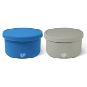 Silipint: Silicone 20oz Lidded Bowls: 2 Pack: Deep Pool \u0026 Moonstone - Unbreakable, Flexible, Microwave-Oven-Dishwasher
